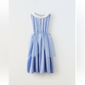 NWT Zara 11-14Y soft snow princess sleeveless dress with faux fur collar costume